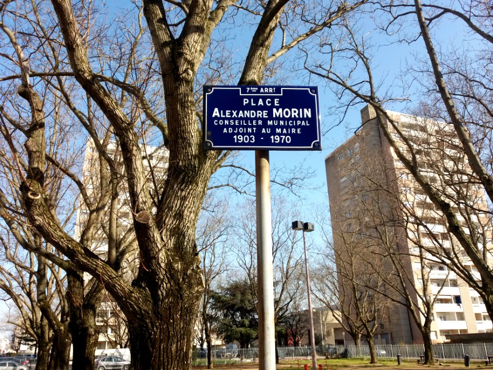 Lyon 7e - Place Alexandre Morin, plaque