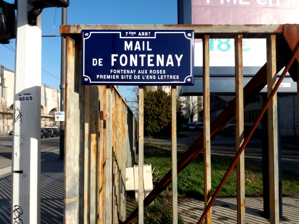 Lyon 7e - Mail de Fontenay, plaque