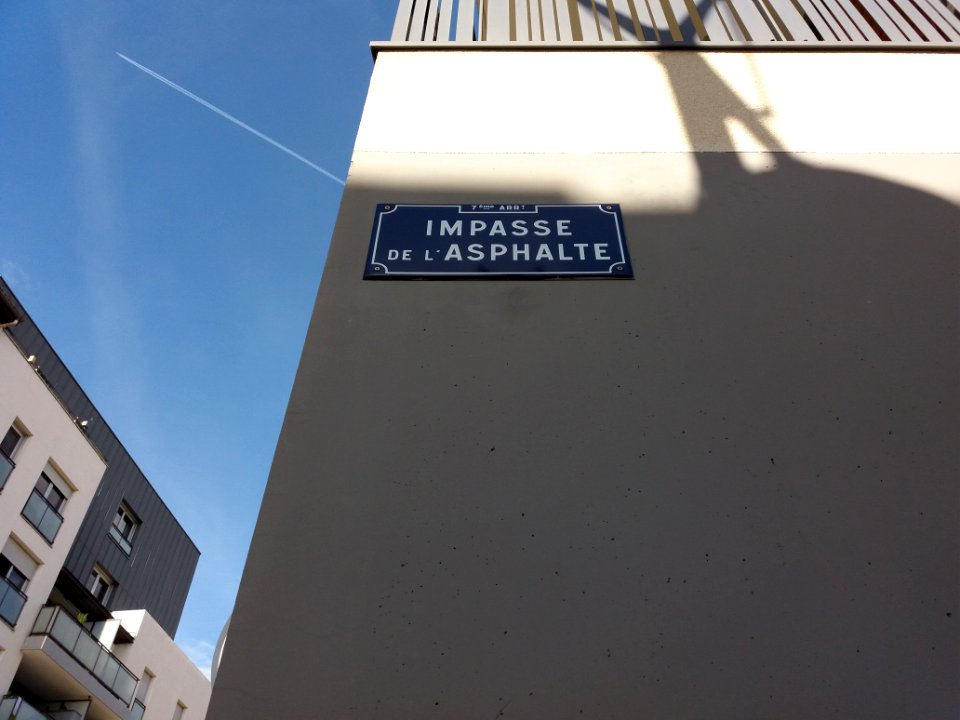 Lyon 7e - Impasse de l'Asphalte, plaque