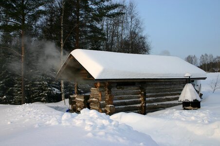 Winter snow wooden photo