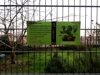 Lyon 5e - Montée du Chemin Neuf - Jardin partagé Les Terrasses - Plaque