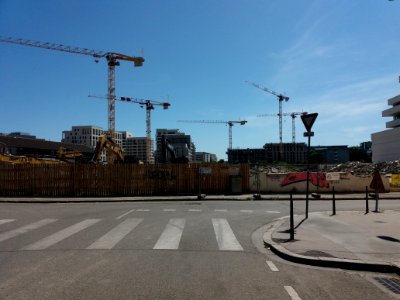 Lyon 7e - Rue Félix Brun, vers l'est depuis la rue des Girondins, fin de la destruction du Blogg