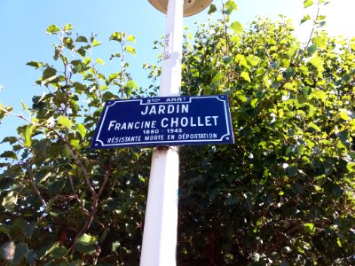 Lyon 5e - Jardin Francine Chollet, plaque