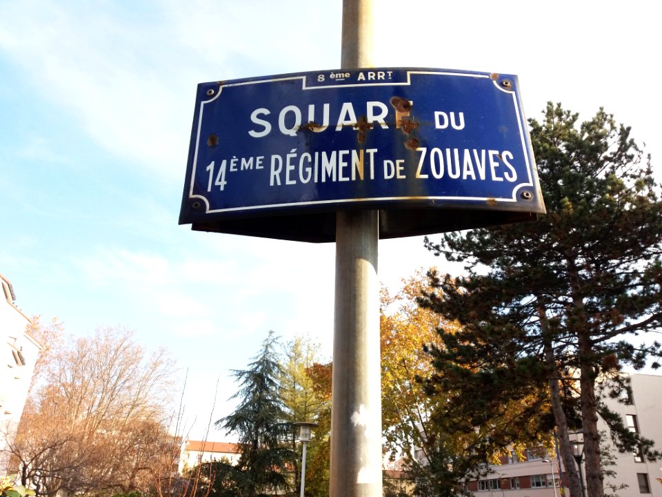 Lyon 8e - Square du 14ème Régiment de Zouaves - Plaque
