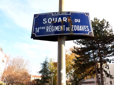 Lyon 8e - Square du 14ème Régiment de Zouaves - Plaque