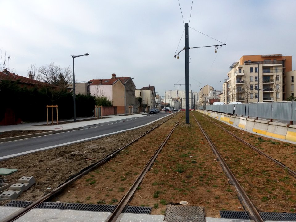 Lyon 8e - Rue Henry Barbusse, travaux du tramway allant vers la route de Vienne