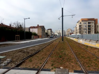 Lyon 8e - Rue Henry Barbusse, travaux du tramway allant vers la route de Vienne