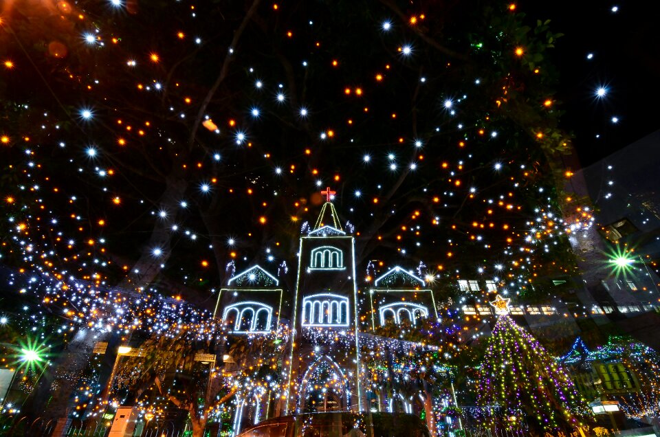 Church christmas night view