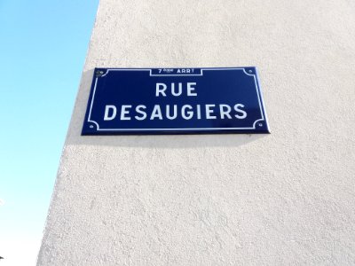 Lyon 7e - Rue Desaugiers, plaque photo