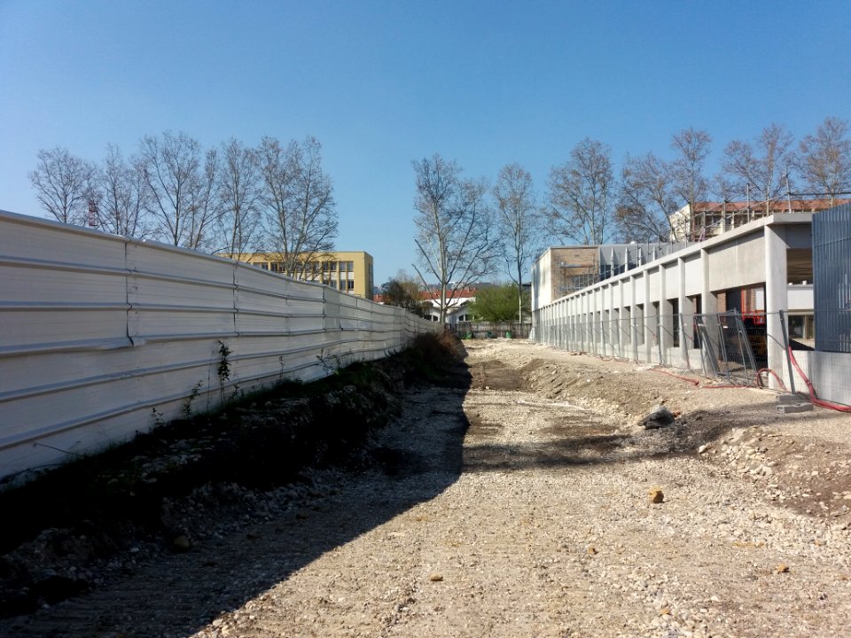 Lyon 7e - Rue Georges Sand, côté ouest, en travaux
