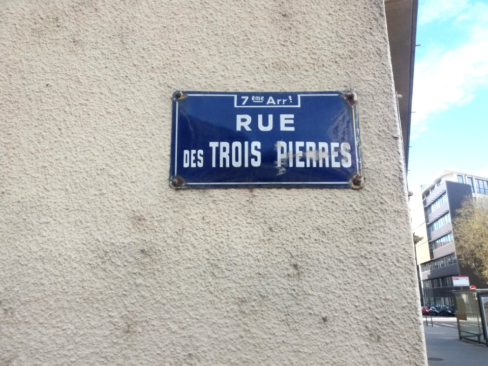 Lyon 7e - Rue des Trois Pierres, plaque