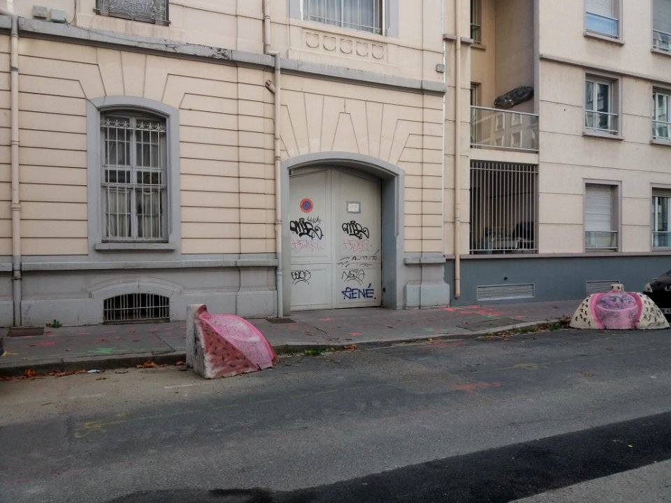 Lyon 7e - Rue du Père Chevrier - Portail d'immeuble avec graffiti