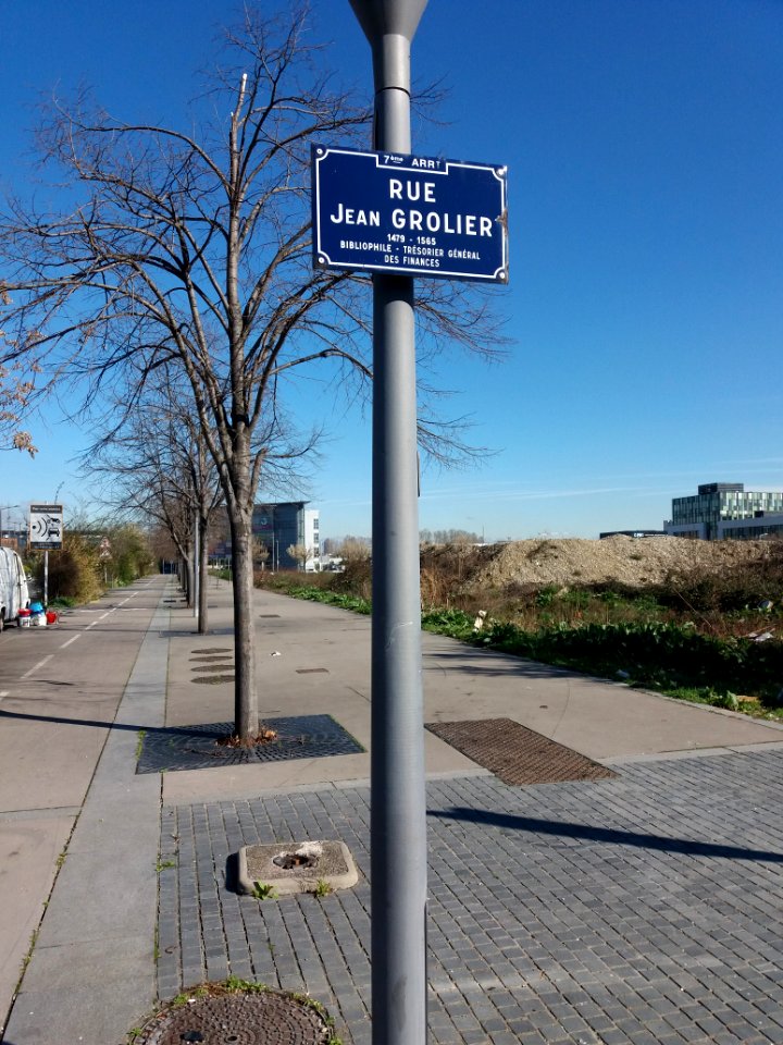 Lyon 7e - Rue Jean Grolier, plaque sur le boulevard Chambaud de la Bruyère