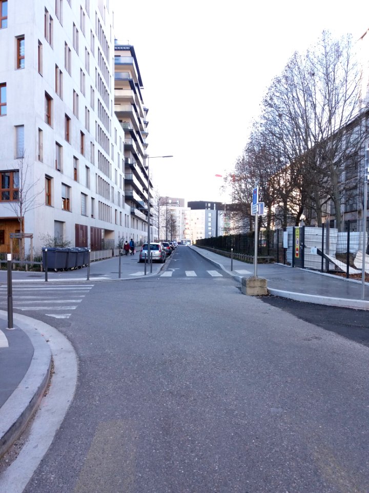 Lyon 7e - Rue des Balançoires, au niveau de la rue Michel Félizat, vers la rue Pré Gaudry