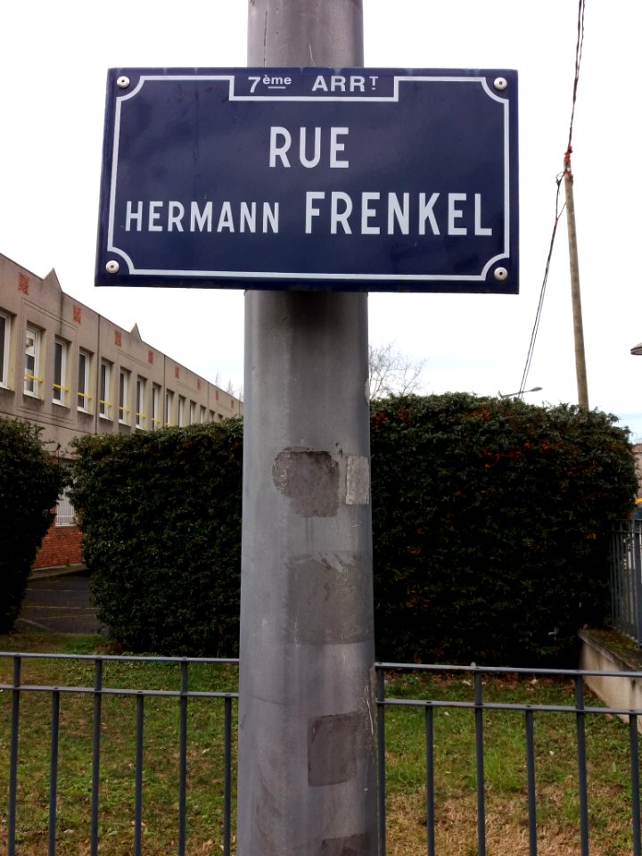 Lyon 7e - Rue Hermann Frenkel, plaque