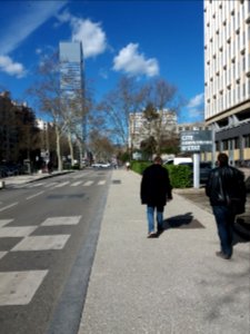 Lyon 7e - Rue Garibaldi, deux wikipédiens téléphone à la main, à l'affut d'un nouvel objet à photographier