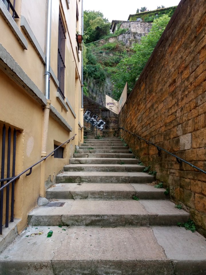 Lyon 9e - Montée de la Sarra - Escalier depuis le quai Pierre Scize