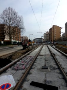 Lyon 8e - Rue Challemel-Lacour, travaux du tramway en arrivant route de Vienne