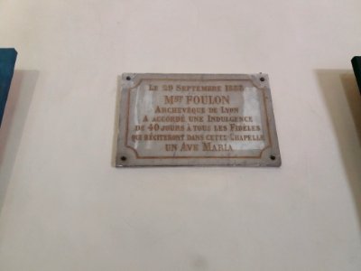 Lyon 9e - Église Notre-Dame Saint-Rambert L'Île Barbe - Plaque Indulgence de Monseigneur Foulon