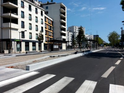 Lyon 8e - Rue du Professeur Beauvisage, arrêt du tramway T6 - Grange Rouge - Santy