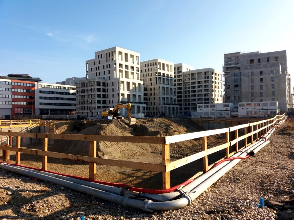 Lyon 7e - ZAC des Girondins, construction d'un nouvel immeuble, place Vaclav Havel