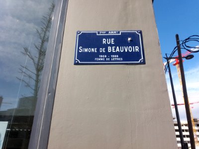 Lyon 7e - Rue Simone de Beauvoir, plaque photo