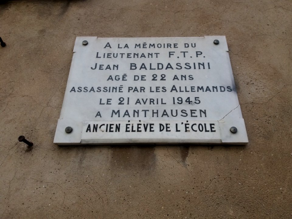Lyon 7e - Rue Marcel Mérieux, plaque à la mémoire de Jean Baldassini