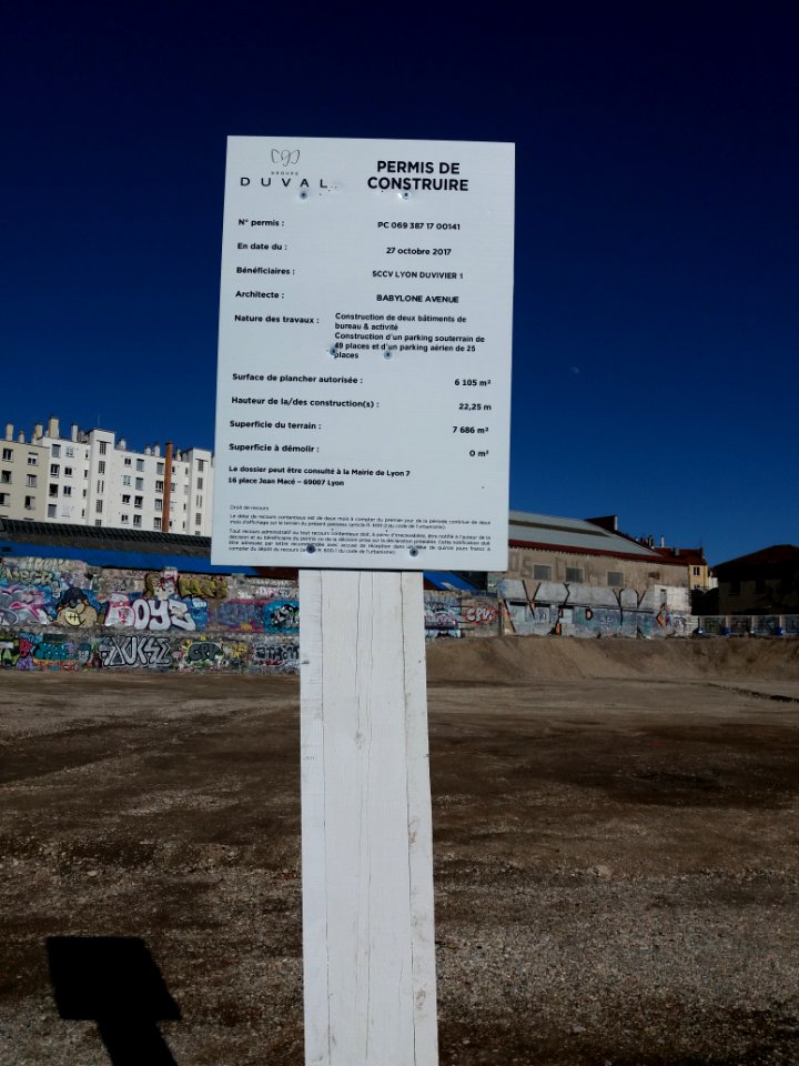 Lyon 7e - Rue Paul Duvivier, permis de construire