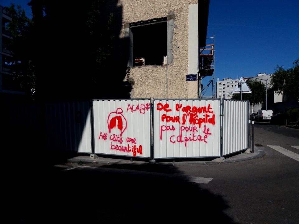 Lyon 7e - Rue Simone de Beauvoir - Graffiti à l'angle de la rue André Bollier