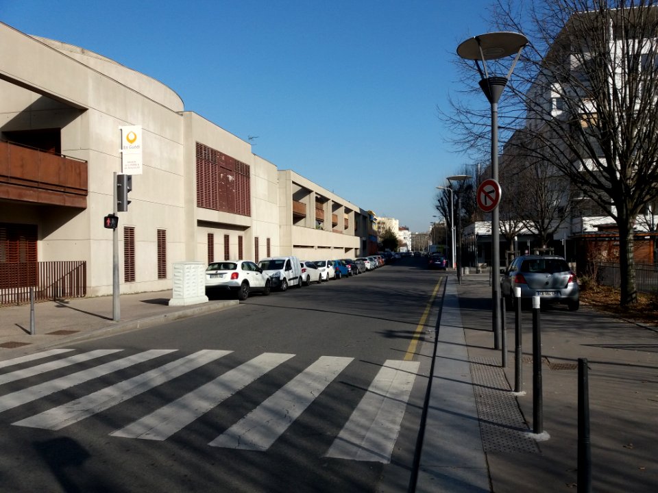 Lyon 7e - Rue Mathieu Varille, vue depuis la place des Docteurs Mérieux