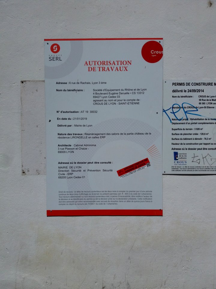 Lyon 7e - Rue Rachais, château de la Buire, permis de construire modificatif (janvier 2019)