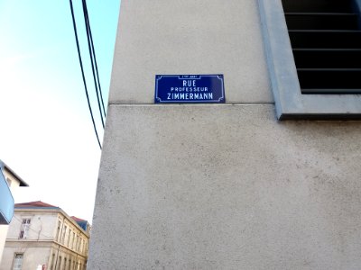 Lyon 7e - Rue Professeur Zimmermann, plaque