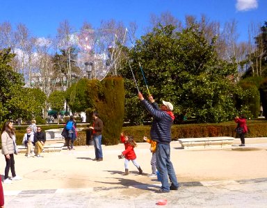 Madrid - Plaza de Oriente, artista de pompas de jabón