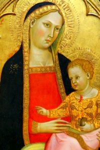 Madonna and Child with Donors, by Cecco di Pietro, detail, 1386, tempera on wood - Portland Art Museum - Portland, Oregon - DSC09013