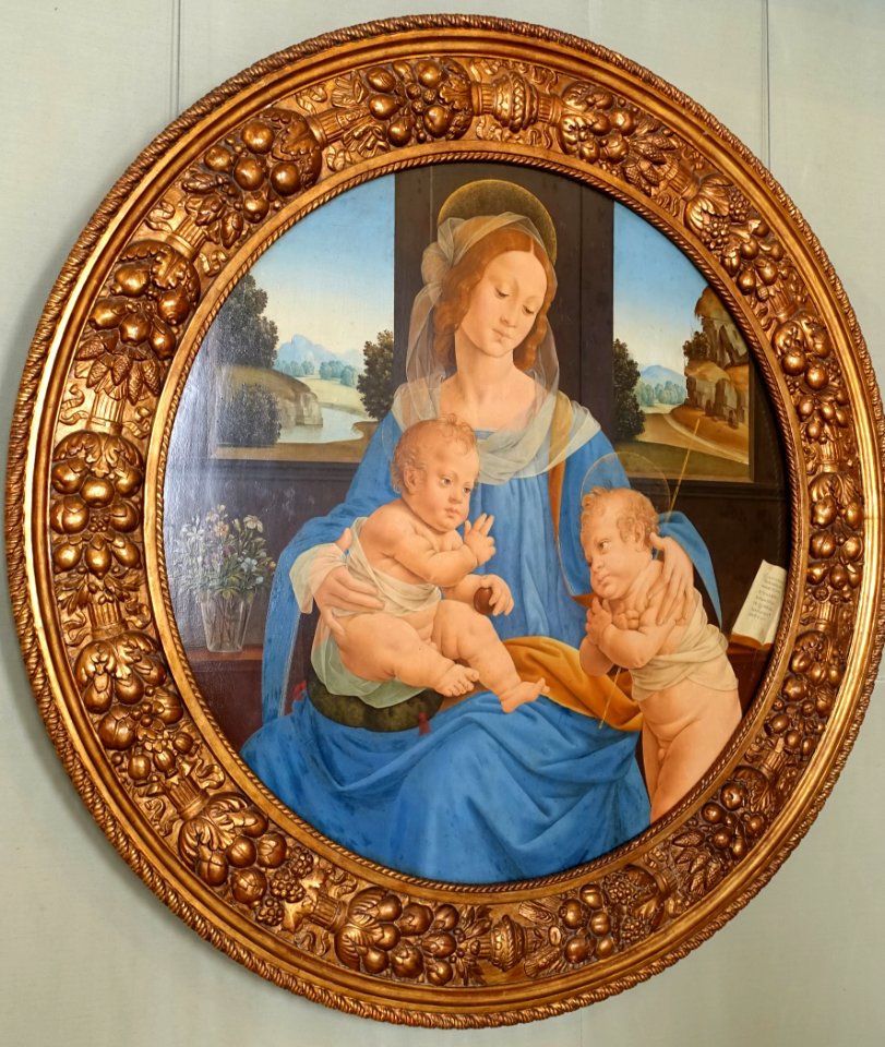 Madonna and Child with St. John, by Lorenzo di Credi, tempera on panel - Galleria Borghese - Rome, Italy - DSC04633