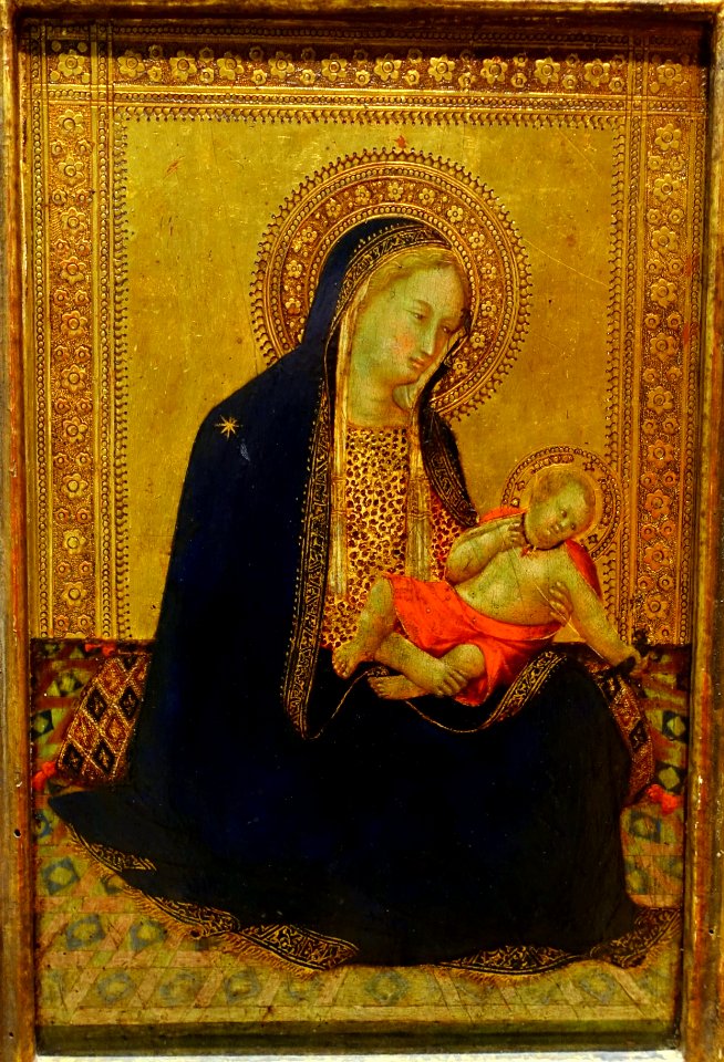 Madonna and Child, by Bartolommeo Bulgarini (studio), c. 1350, tempera and gold on wood panel - University of Arizona Museum of Art - University of Arizona - Tucson, AZ - DSC08198