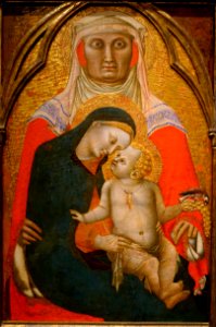 Madonna and Child with Saint Anne, by Francesco Traini, Italian, 1340-1345, tempera on wood panel, pastiglia - Princeton University Art Museum - DSC06644