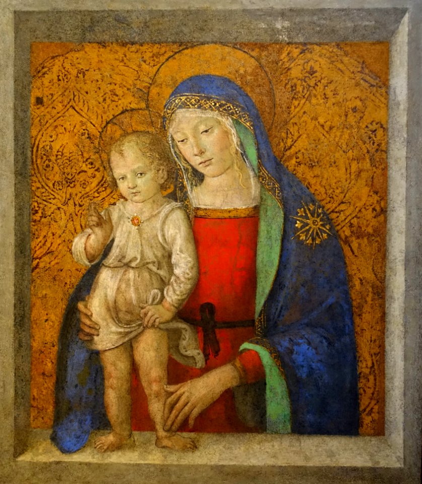Madonna and Child, known as the Madonna del davanzale, attributed to Pinturicchio (Bernardino di Betto), fresco mounted on cadorite, inv. 40324 - Pinacoteca Vaticana - Vatican Museums - DSC01210