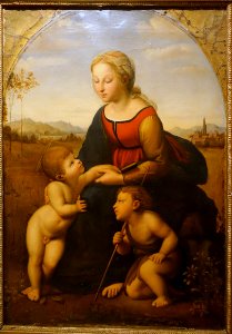 Madonna with child and St. John the Baptist (La Belle Jardinière), by Raphael, 1507 AD, oil on canvas - Kulenovic Collection - Karlskrona, Sweden - DSC08428