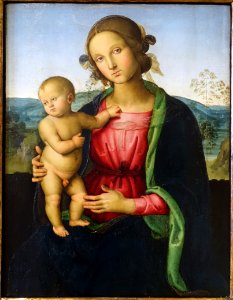 Madonna and Child by Perugino, c. 1498, oil on panel - Galleria Borghese - Rome, Italy - DSC04630