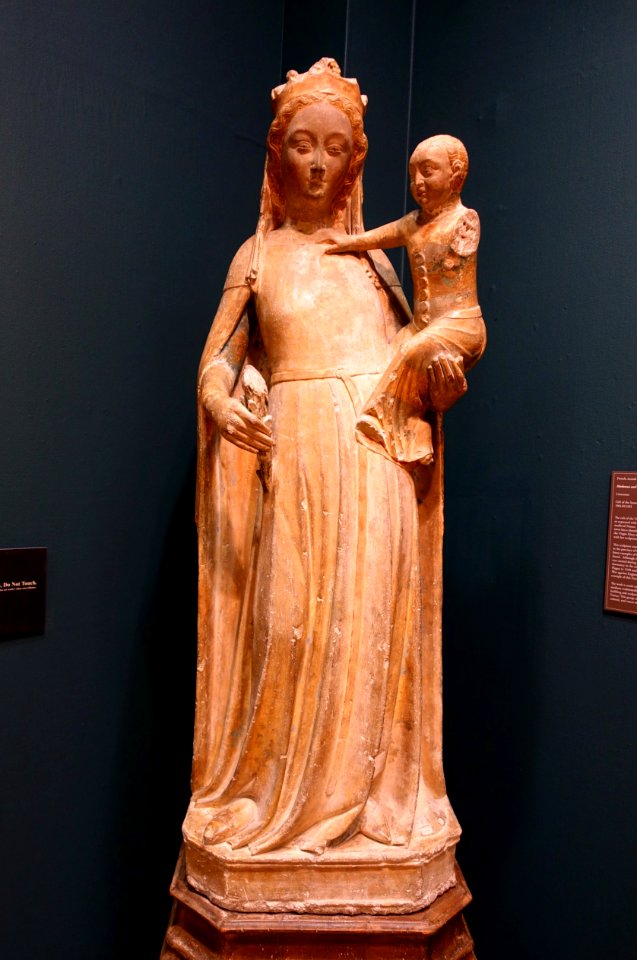 Madonna and Child, sculptor unknown, Troyes, France, 1350-1400, limestone - University of Arizona Museum of Art - University of Arizona - Tucson, AZ - DSC08164