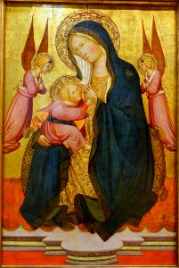 Madonna and Child Adored by Two Angels, by (follower of) Agnolo Gaddi, late 1300s, tempera on wood panel - University of Arizona Museum of Art - University of Arizona - Tucson, AZ - DSC08184
