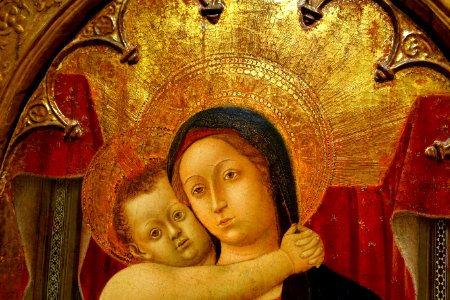 Madonna and Child, by Domenico di Bartolo, Italian, detail, c. 1436, tempera on wood panel - Princeton University Art Museum - DSC06648
