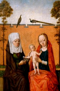 Madonna and Child and Saint Anne, by the Master of the Tibertine Sibyl, Netherlandish, detail, c. 1470-1490, oil on wood panel - Princeton University Art Museum - DSC06604