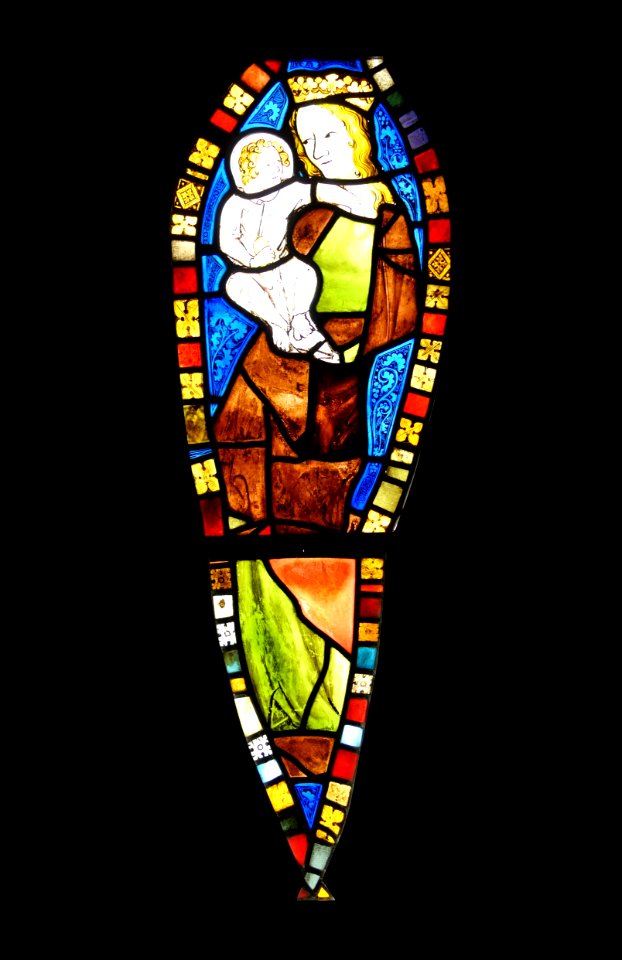 Madonna and Child, unknown artists, Leuven, 1350-1400 AD, stained glass - Museum M - Leuven, Belgium - DSC04977