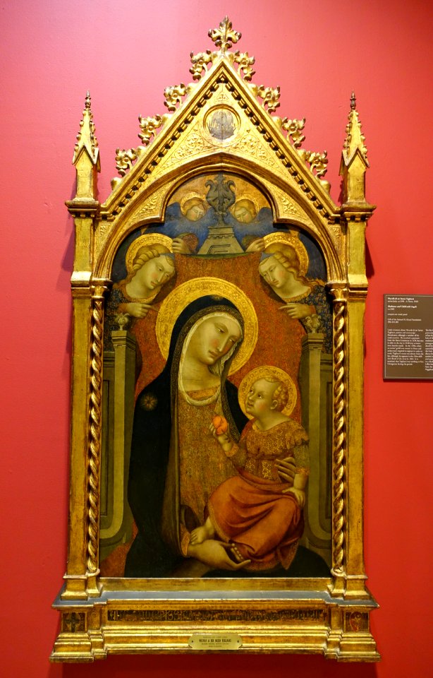Madonna and Child with Angels, by Niccolo di ser Sozzo Tegliacci, c. 1360, tempera on wood panel - University of Arizona Museum of Art - University of Arizona - Tucson, AZ - DSC08208
