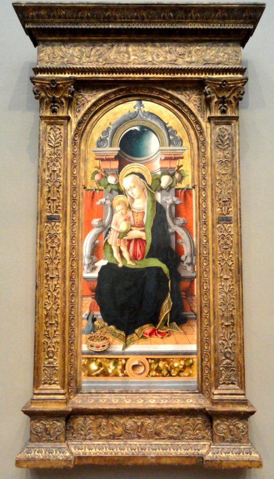 Madonna and Child Enthroned with Donor, Carlo Crivelli, 1470, tempera on panel, view 1 - National Gallery of Art, Washington - DSC08835