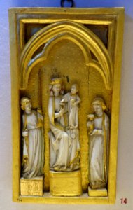 Madonna and Child with angels, reliefs from northern Italy, 1300s AD, settings from Rome, mid 1700s AD, ivory, gilt wood - Vatican Museums - DSC00713