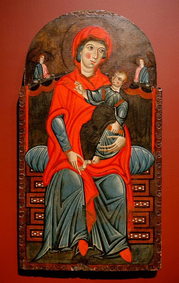 Madonna and Child, by a follower of Meliore di Jacopo, Florence, c. 1275, tempera on canvas, mounted on panel - Currier Museum of Art - Manchester, NH - DSC07281
