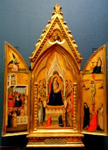 Madonna and Child Enthroned, by Jacopo del Casentino, c. 1340, tempera on wood panel - University of Arizona Museum of Art - University of Arizona - Tucson, AZ - DSC08192